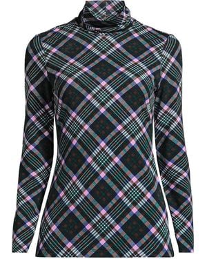 Lands' End Plus Size Lightweight Jersey Long Sleeve Turtleneck - Black