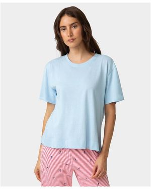 Hue Short-sleeve Candied Boxy Sleep T-shirt - Blue