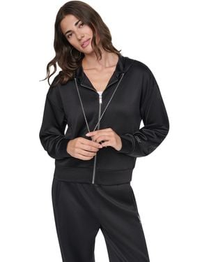 DKNY Chain Cord Full Zip Hoodie - Black