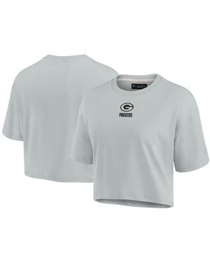 Fanatics Green Bay Packers Super Soft Short Sleeve Cropped T-shirt - Gray