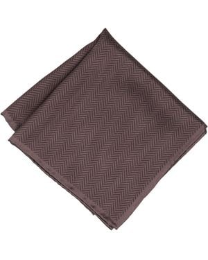 Alfani Herringbone Pocket Square - Brown