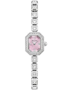 Bulova Box Set Crystal Stainless Steel Bracelet Watch 15mm - White
