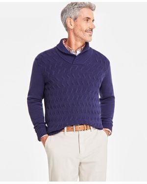 Club Room Chunky Shawl Collar Sweater - Blue