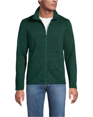 Lands' End School Uniform Sweater Fleece Zip Front Jacket - Green
