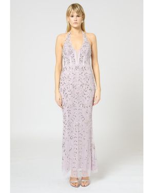 Beauut Embellished Sequin Beaded Maxi Corset Dress - White