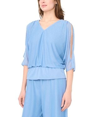 Msk V-neck Short-sleeve Top - Blue