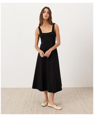 Pact Organic Cotton Fit & Flare Square Neck Dress - Black