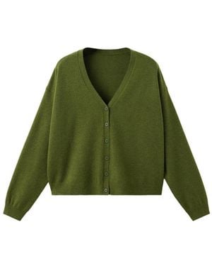 Mango Nekkon V-neck Long-sleeve Cardigan - Green