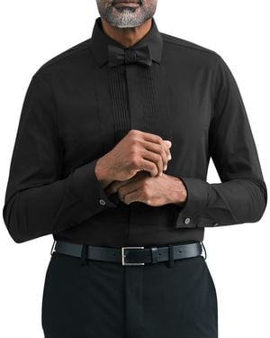 Calvin Klein Tailored Occasion French-cuff Slim-fit Pleated-bib Dress Shirt - Black
