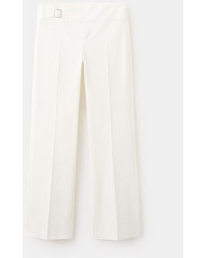 Mango Belt Straight-fit Pants - White