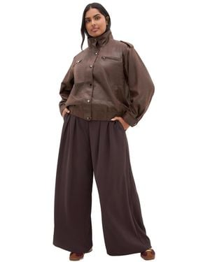 City Chic Plus Size Jorja Faux Suede Relaxed-fit Bomber Jacket - Brown
