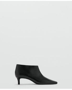 Mango Kitten Heels Leather Boots - White