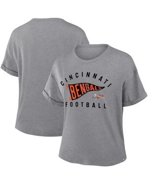 Fanatics Cincinnati Bengals Pennant Wave Tribute Tri-blend Boxy T-shirt - Gray