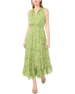 1.STATE Sleeveless Tie V-neck Tiered Maxi Dress - Green