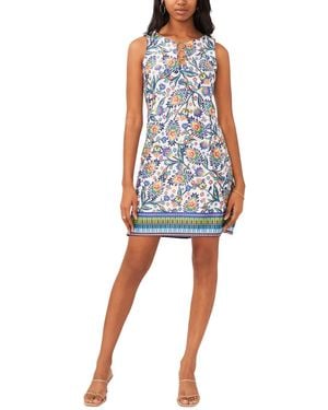 Msk Petite Paisley Three-ring Sleeveless Shift Dress - Blue