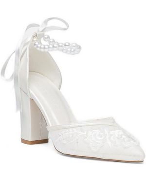 Forever & Always Shoes Forever And Always Shoes Odeline Block Heel Bridal Pump - White