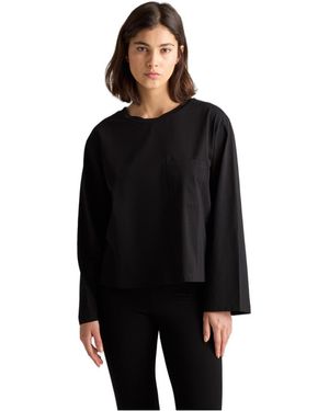 Residus Thir Boxy Chest-pocket Cotton-blend Long-sleeve Top - Black