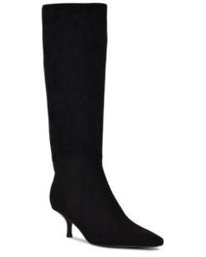 Nine West Havier Tall Kitten Heel Dress Boots Regular Wide Calf - Black
