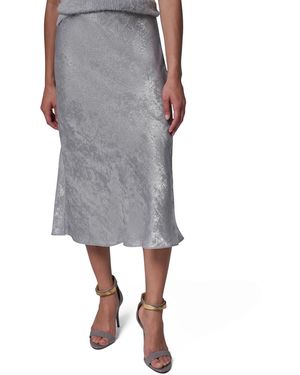 Donna Karan A-line Midi Foil Skirt - Gray
