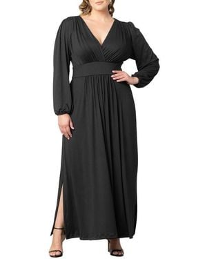 Kiyonna Plus Size Kelsey Long Sleeve Maxi Dress - Black