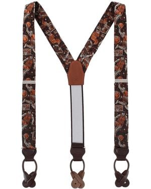 Trafalgar Courtside Basketball Silk Button-end Suspenders - Brown