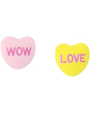 Betsey Johnson Pink Sweetheart Mismatch Stud Earrings - Yellow
