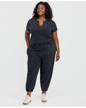 And Now This Trendy Plus Size French Terry Balloon jogger Pants - Blue