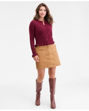On 34th Ruffle-hem Cardigan - Red