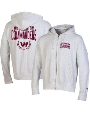 Champion Washington Commanders Reverse Weave Full-zip Hoodie - Gray