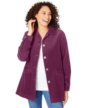 Woman Within Within Pleat-back Corduroy Jacket - Purple