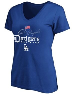 Fanatics Plus Size Los Angeles Dodgers Usa 250 Years V-neck T-shirt - Blue