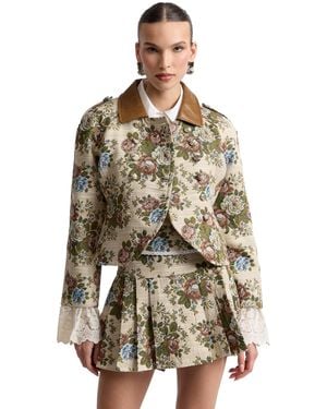 Avec Les Filles Spread Collar Shrunken Blazer - Brown