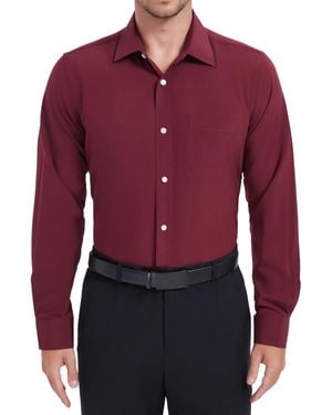 Nobleson Men Classic-fit Solid Color Dress Shirt - Red