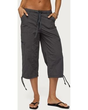 Edikted Lilith Cargo Capri Pants - Gray