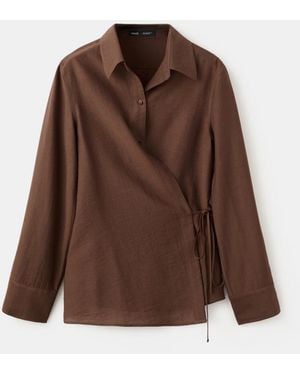 Mango Bow Wrap Shirt - Brown