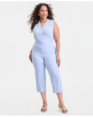 INC International Concepts Plus Size Mid-rise Pull-on Capri Pants - Blue