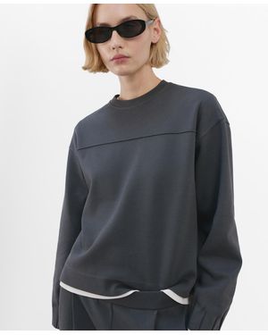 Mango Ruched Sleeve Sweatshirt - Gray