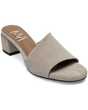 Forever & Always Shoes Forever And Always Shoes Delavie Leather Block Heel Sandal - Gray