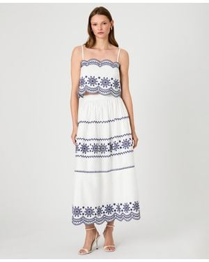 French Connection Embroidered Strappy Top - Blue