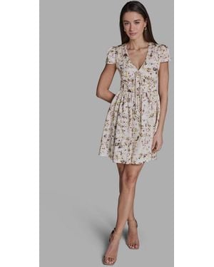 BCBGMAXAZRIA Charmeuse V-neck Mini Dress - White