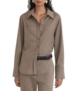 Reiss Adie Wool-blend Long-sleeve Button-up Shirt - Brown