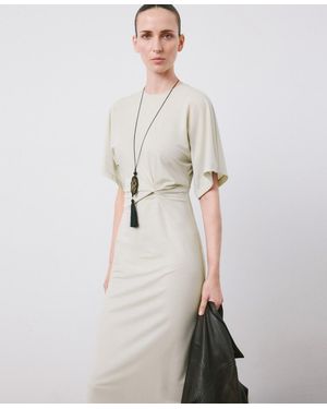 Mango Side Gathered Details Dress - Natural