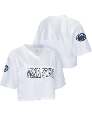 ZooZatZ Penn State Nittany Lions Mesh Cropped V-neck T-shirt - White