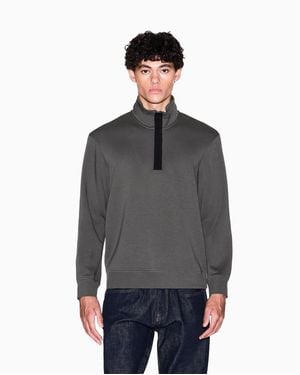 ARMANI EXCHANGE | Grosgrin Logo Fleece Qurter Zip Swetshirt - Gray