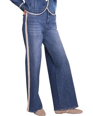 Mint Velvet Lace Trim Straight Jeans - Blue