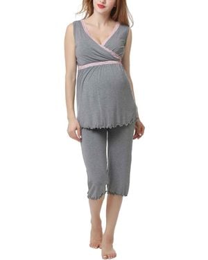 Kimi + Kai Kimi + Kai Maternity Kimi + Kai Nursing 2-piece Pajama Set - Gray