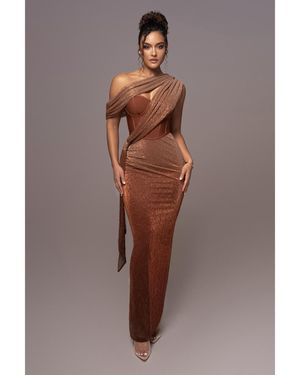 JLUXLABEL Celestina Draped Maxi Dress - Brown