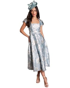 Coast Printed Belted Midi Dress - Blue