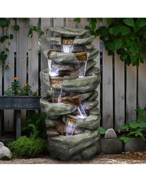 Sunjet 40.5" High Rocks Outdoor Water Fountain - Green