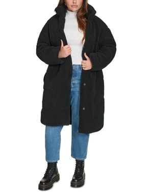 Levi's Plus Size Snap Closure Teddy Coat - Black